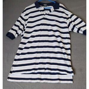 Polo Ralph Lauren Vintage Striped Blue Pima Cotton Pique‎ Polo Shirt Pony Sz XL